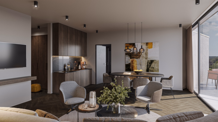 *Provisionsfrei* Luxuriöses Appartement mit TOP-Rendite und Roof-Top-Spa in traumhafter Lage - Beispiel Wohnraum / Küche (12939)