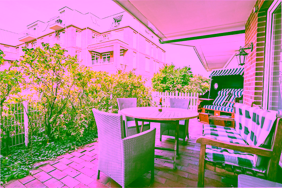 Dem Meer ganz nah – Erdgeschosswohnung mit großer Terrasse - Terrasse (8583)