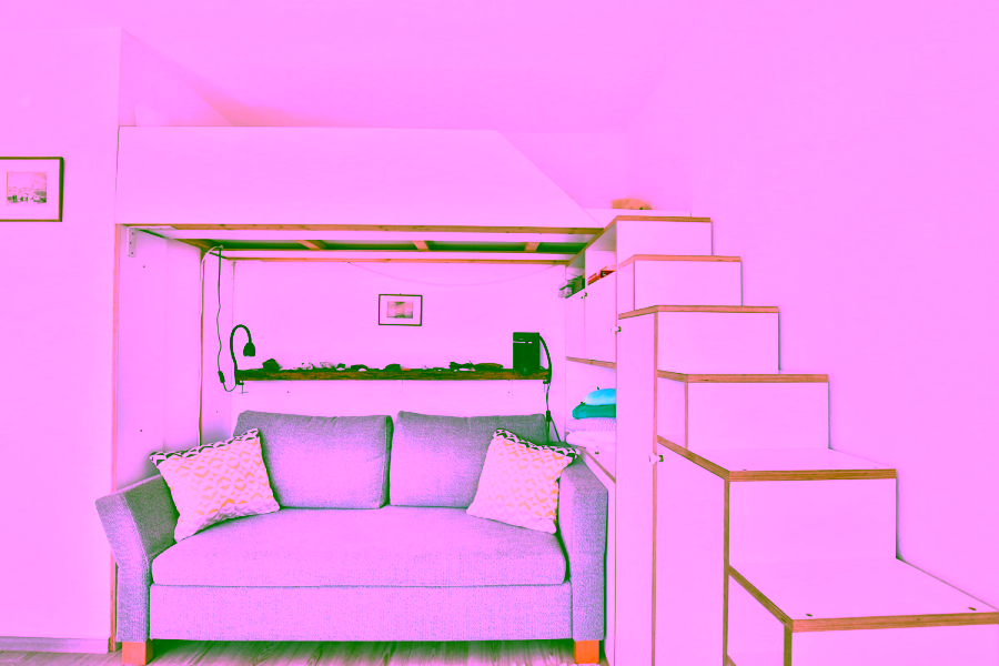 Helle Ferienwohnung mit Balkon im Haus - Wohn- und Schalfbereich (11023)