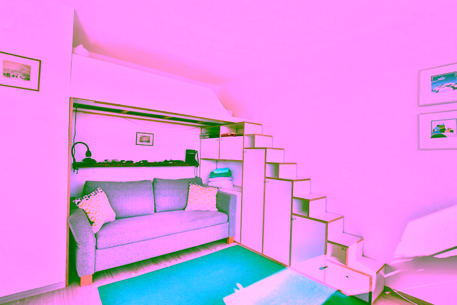 Helle Ferienwohnung mit Balkon im Haus - Wohn- und Schlafbereich (11020)