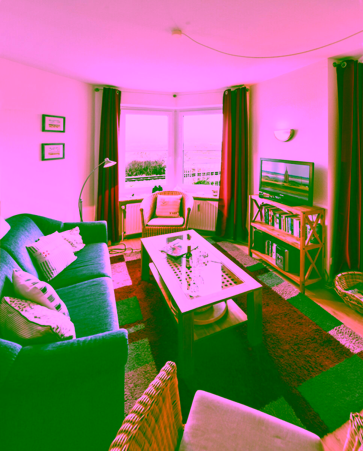 Sonnige Ferienimmobilie mit Südbalkon und Deichblick - Wohnzimmer (10987)